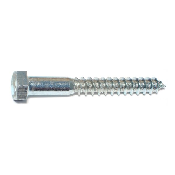 Midwest Fastener Lag Screw, 3/8 in, 3 in, Steel, Zinc Plated Hex Hex Drive, 50 PK 01317